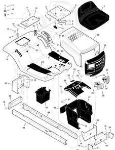 Chassis And Hood Diagram and Parts List for 385012X68B 2003 Briggs and Stratton Lawn Tractor